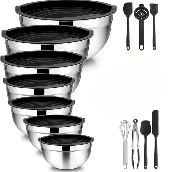 Blandeskåle, Rustfrit Stål, Tåler Opvaskemaskine,14PC