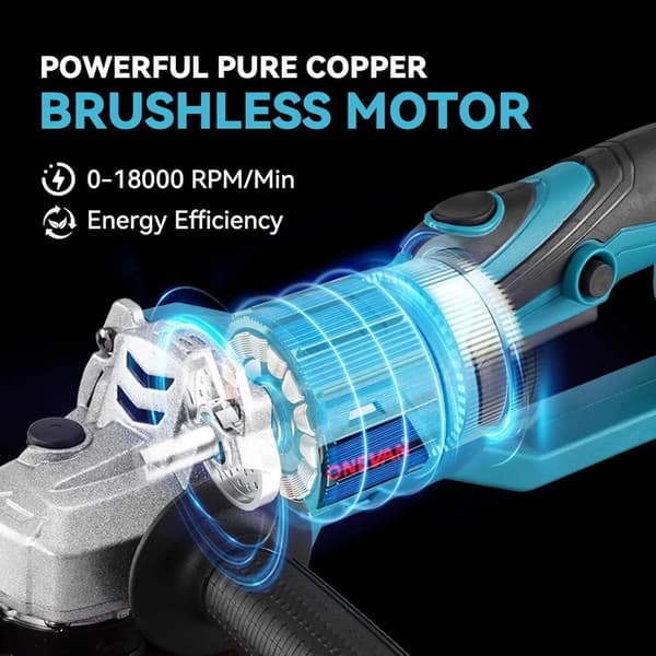 Vinkelsliber, 2000W Effekt, 3 Hastighedsindstillinger,2 Batterier