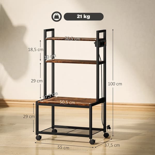 Printer Skab, 4-Lags Design, Mobil med Ruller,Kaffe