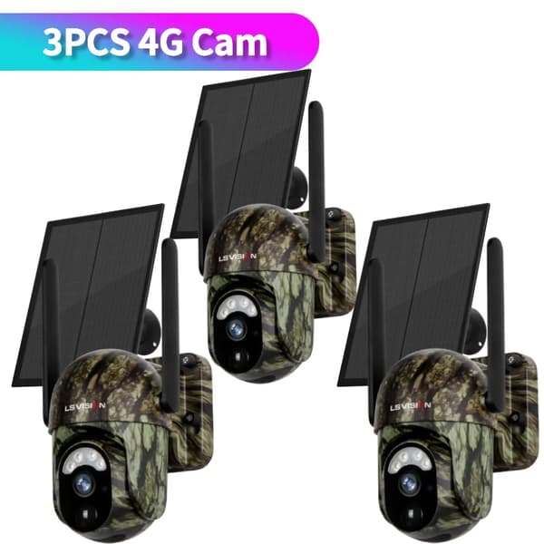 Sikkerhedskamera, 4G-forbindelse, Farve natvision,3PCS 4G Kamera