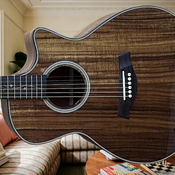 Folk Guitar, KOA-kropp, Rosenträsgrepp,GUL