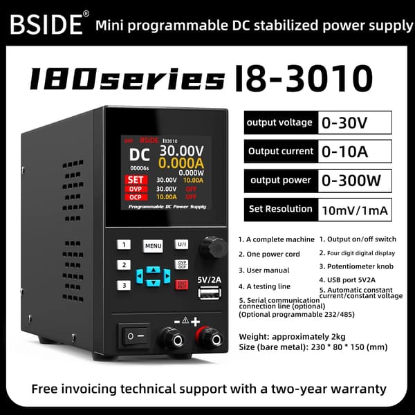 DC Strømforsyning, Programmerbar Kontrol, Præcisionsjustering,I8-30V 10A