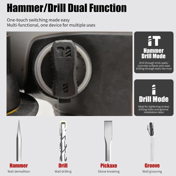 Rotary Hammer, 4800 BPM Slagfrekvens, SDS-PLUS Chuck,1 batterikit