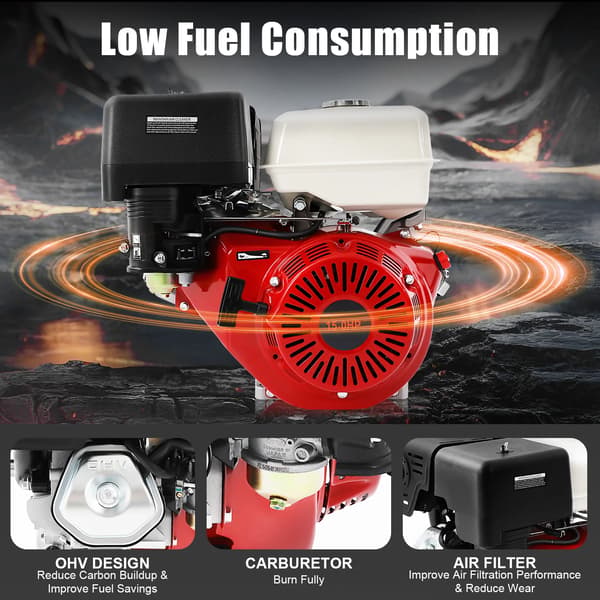 Benzinmotor, 15HK Effekt, 9700W Ydelse,Rød