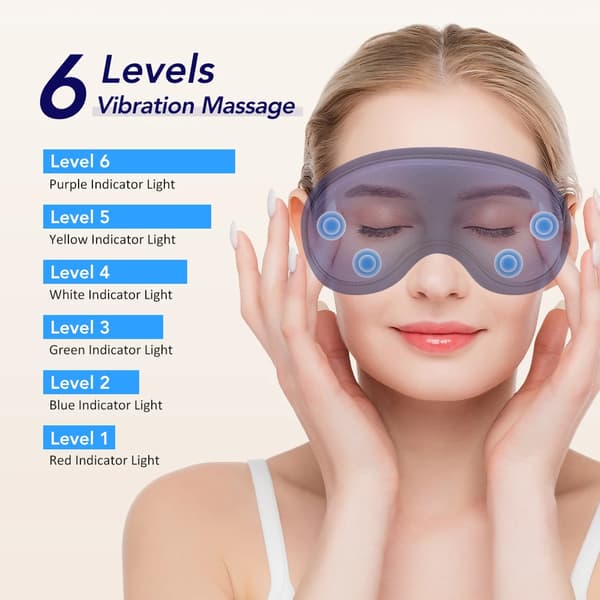 Värmd ögonmask, justerbar temperatur, massagefunktion,Blå
