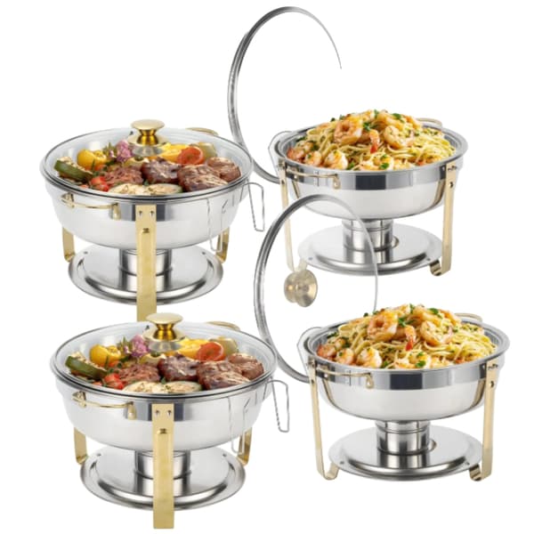 Chafing Dish, Rostfritt Stål, Rund Design,4 Pcs