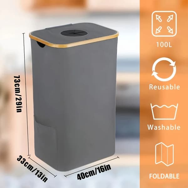 Återvinningsbehållare, 100 liters kapacitet, luktkontrolllock, 100LL, grå