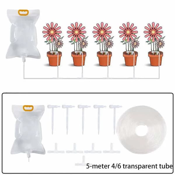 Växtbevattningspåse, Justerbar Dropphastighet, Hållbart Plastmaterial,5 m 5 regulator