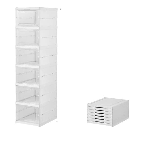 Transparent plastskoförvarare, stapelbar design, hållbart material,6ST