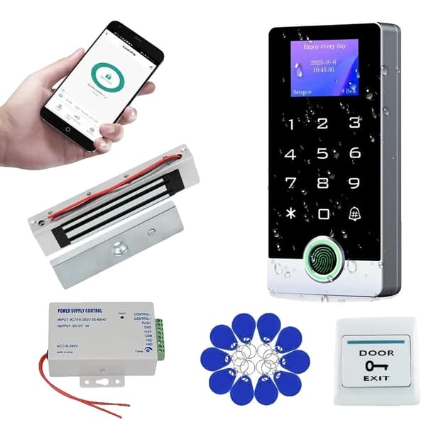 Åtkomstkontrollsystem, Fingeravtryckigenkänning, LED-display,Kit4 (280KG Lock)