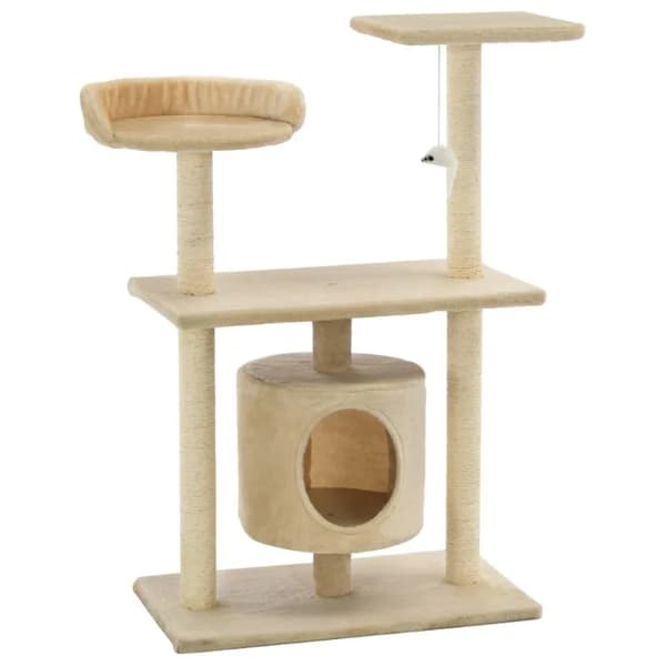 Kattetårn, Kompakt Design, Integrerede Kradsepæle,Beige