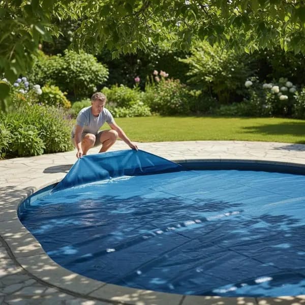 Solpoolöverdrag, 488 cm Diameter, 200 Mikron Tjocklek, Rund Form, PE Material, Vatten Temperatur Bevarande