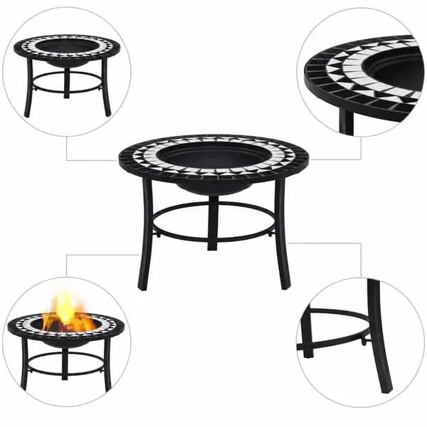 Bålsted Skål, Stålstand, Keramisk Design,Sort