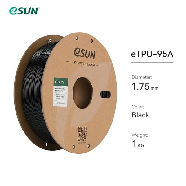 3D-printer filament, fleksibel TPU 95A, høj holdbarhed,Sort