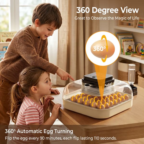 Ägginkubator, Automatisk Vändning, Precise Klimatkontroll,35 Ägg
