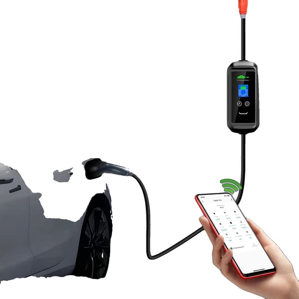 Bärbar EV-laddare Typ 2, Smart Kontroll, Flexibel Laddningsschema,Typ2, Beige