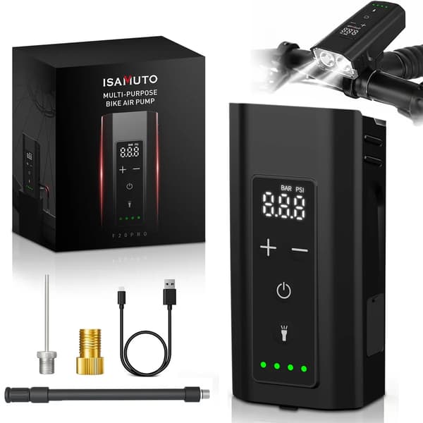 Cykelpumpe, Integreret LED-lys, Bærbart design,F20PRO
