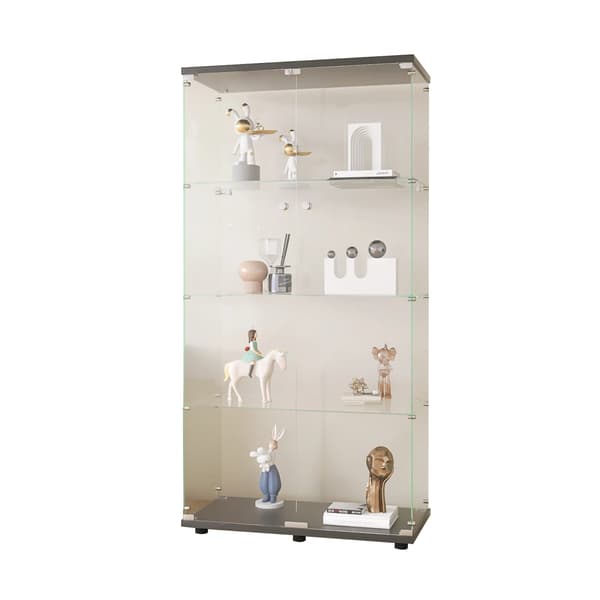 Vitrineskab, 4-lags design, integreret LED-belysning,Sort(ingen LED)