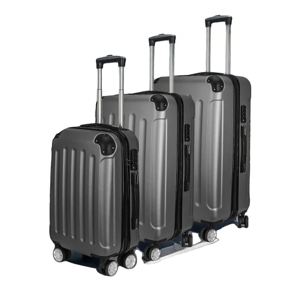 Bagageset, Hållbar ABS-plast, 4 Spinner-hjul,Mörkgrå