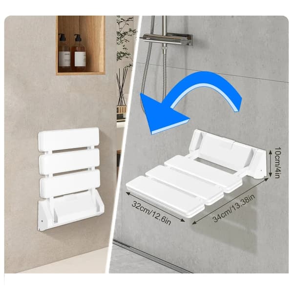 Fällbar Duschsits, Platsbesparande Design, Lätt att Installera,vit