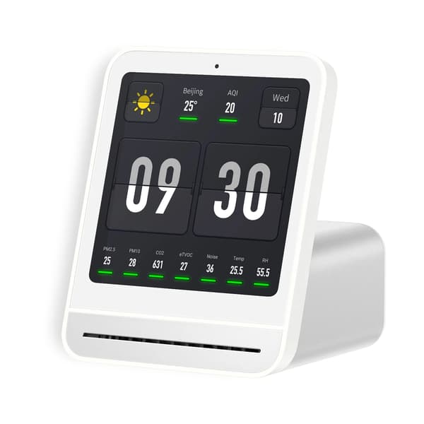Luftkvalitetsmonitor, Realtidsmålinger, Smart Wi-Fi-forbindelse,1Pcs Hvid