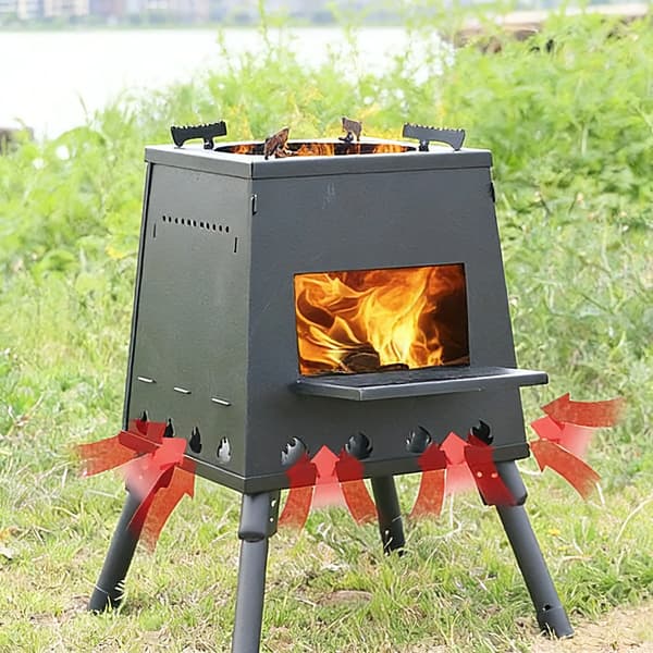 Campingkomfur, Bærbart Design, Alsidige Madlavningsmuligheder,sort