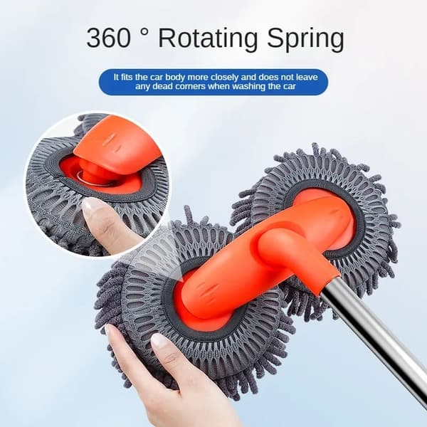 Bilvaskemoppe, teleskopisk håndtag, 360° roterbar,GUL