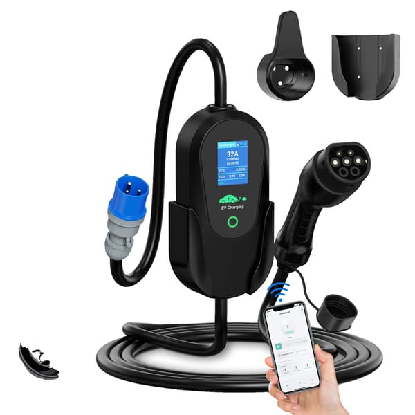 EV-laddare, Smart APP-kontroll, Justerbar laddningsström,5m typ2