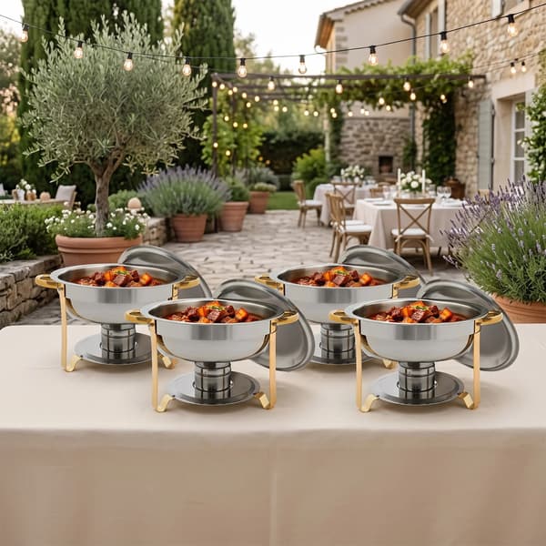 Chafing Dish, Rustfrit Stål, 4-delt Sæt,Sølv og Guld