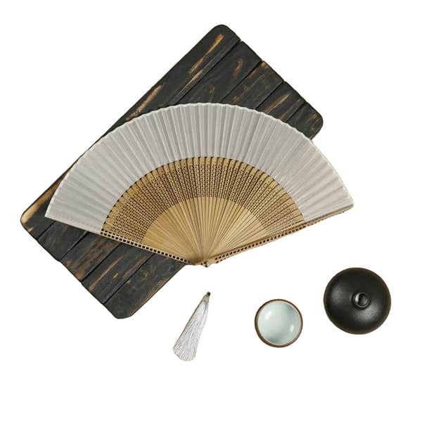 Fällbar Handfläkt, Elegant Design, Bärbar och Lättviktig,VIT