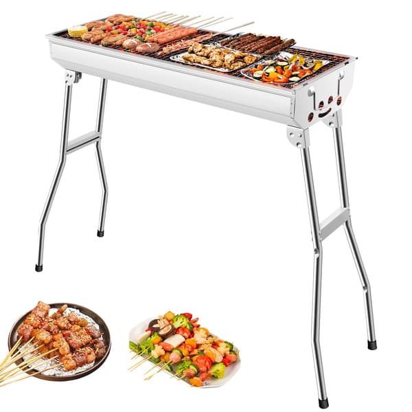 BBQ Grill, Bärbar Design, Mångsidig Matlagning,silver