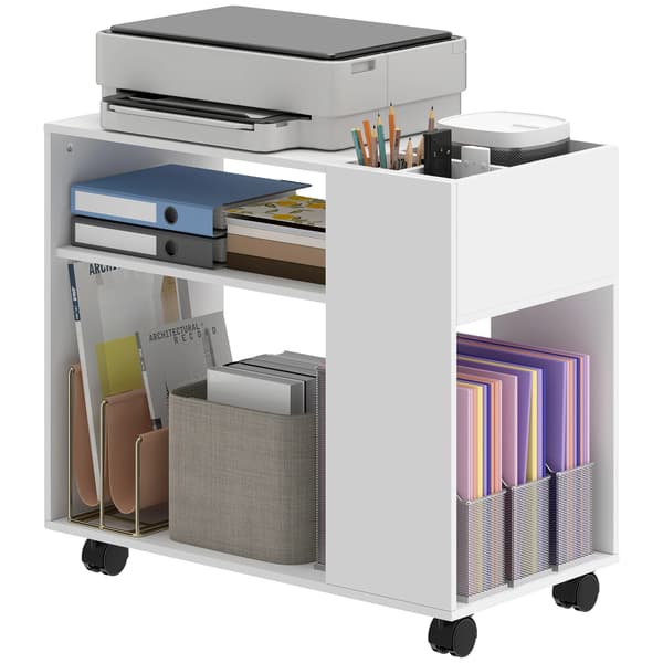 Printerkabinet, Mobil Design, Rigelig Opbevaring,HVID