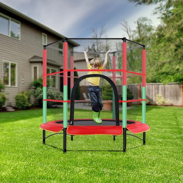 Trampolin, Sikkerhedsnet, Holdbar Konstruktion,Rød