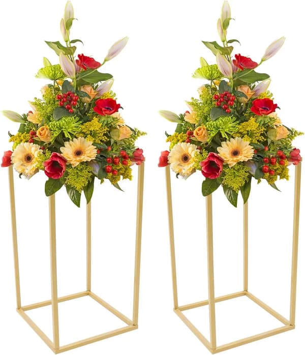 Blomsterställ, Hållbart Järn, Geometrisk Design,Guld