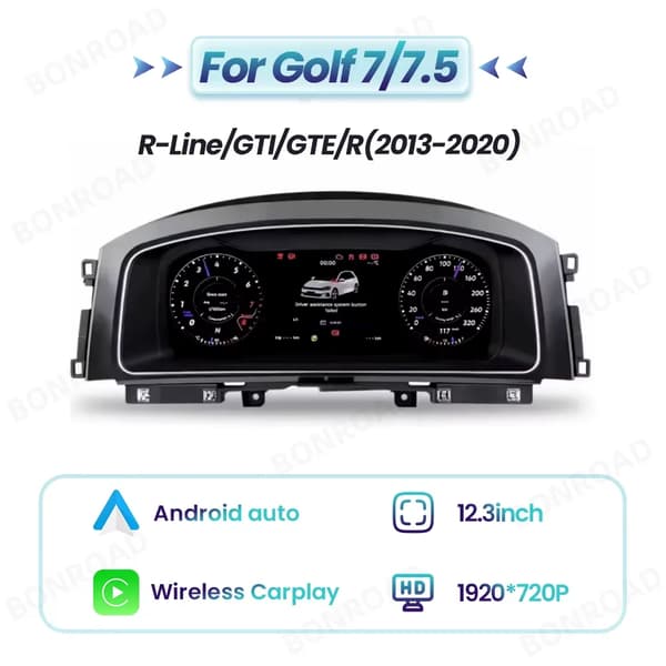 Digital Dashboard Cluster, Trådløs Forbindelse, Plug-and-Play Installation,Til Golf 7