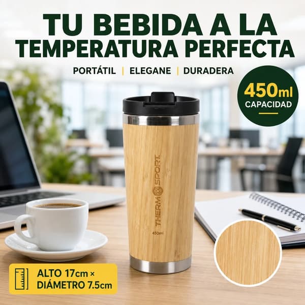 Termokopp, Dubbelväggig Isolering, Läcksäker Design,Rostfritt stål 450ml
