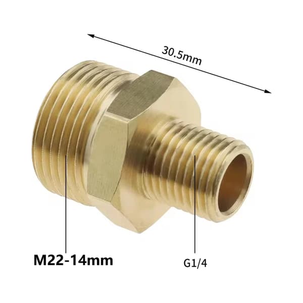 Högtryckstvätt Kopplingsadapter, Messingmaterial, Kompatibel med M22-14mm,Ljusgrå
