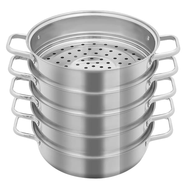 Dampkogepande, 304 rustfrit stål, 4-lags madlavningssystem,Sølv