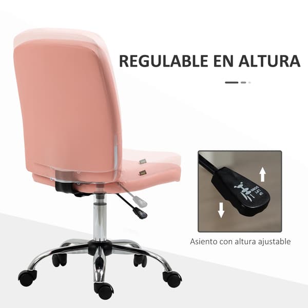 Kontorstol, Justerbar Højde, Kunstlæder Materiale,Pink