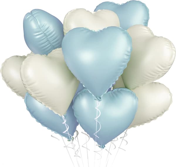 Hjerteballoner, Folie Materiale, Multi-Pack Variation,blandet fløde blå, 18tommer 10Stk-a