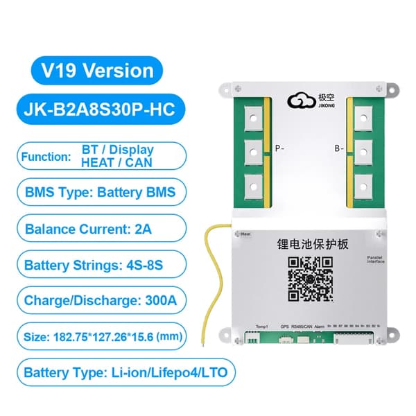 Batteristyringssystem, Aktiv Balancefunktion, Bluetooth-forbindelse,JK-B2A8S30P-HC