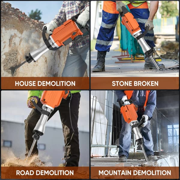 Jack Hammer, Tung, Effektiv Rivning,2200W 2 Mejselbitsar