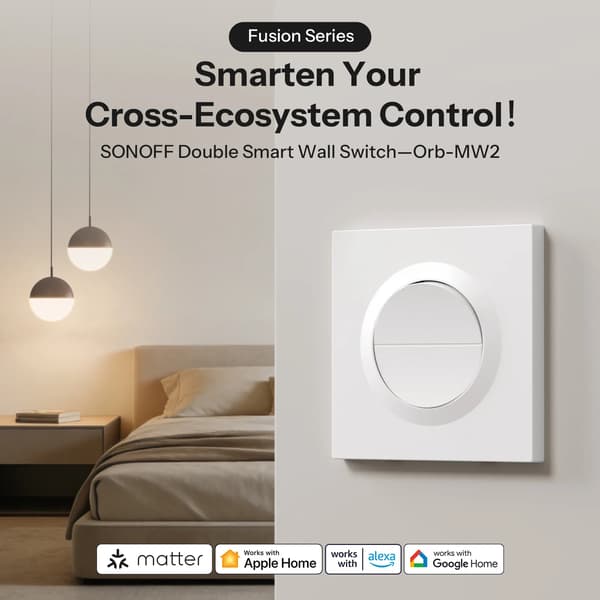 Smart vægkontakt, dual-kanal kontrol, Wi-Fi-forbindelse,MINI-2GS-E