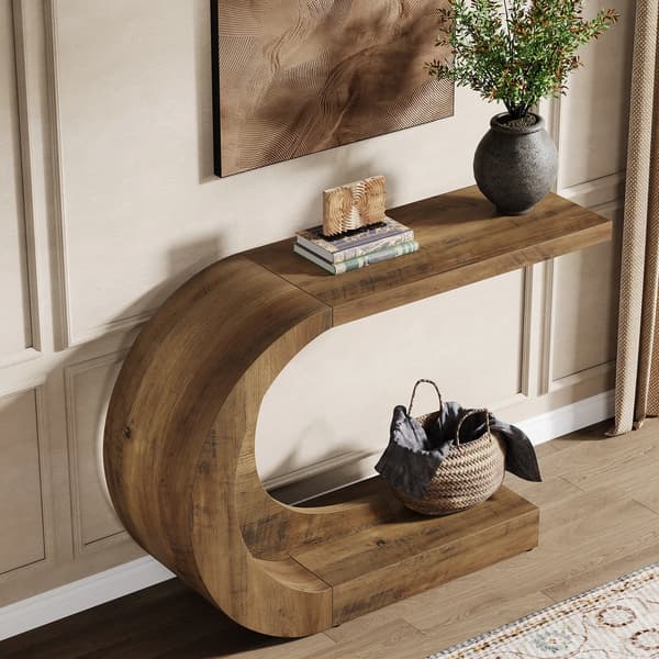 Konsolbord, C-formet design, alsidig brug,Brun