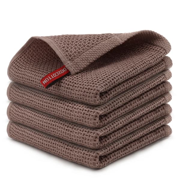 Bomuldsopvaskeklude, Holdbart Honningkage Design, Super Absorberende,4stk-a, Kaffe