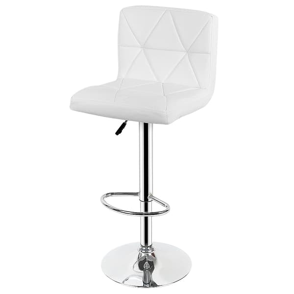 Barstol, Justerbar Höjd, PU Läderkudde,VIT