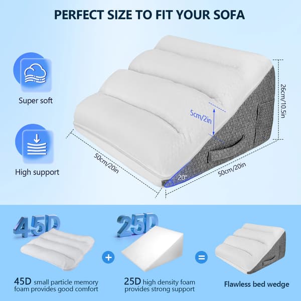 Kilkudde, Minnesskum Fyllning, Polyester/Bomull Material, Triangulär Form, 100 TC Trådtäthet, Stöder Reflux