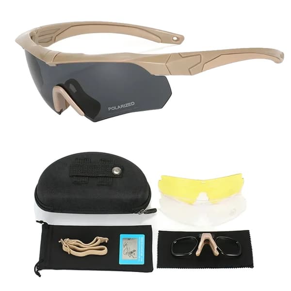 Militära taktiska goggles, polariserade linser, stötresistenta,Khaki-polariserad lins