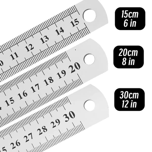 Måleruler, Rustfrit Stål Materiale, Dobbelt-Sidet Skala,M2g-N 15cm 12p 2sæt