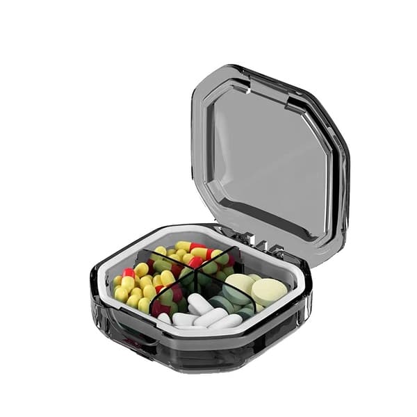 Bärbar Tablettorganisatör, 4/6 Fack, Läcksäker Design,Grå-4 rutor